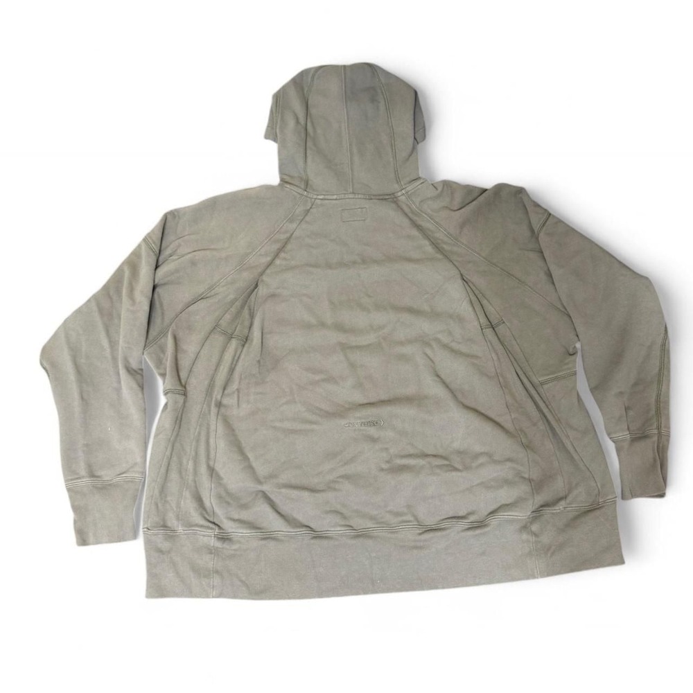 Converse Khaki Green Oversized Hoodie, Size L - Skater Streetwear Pullover - Picture 3 of 3